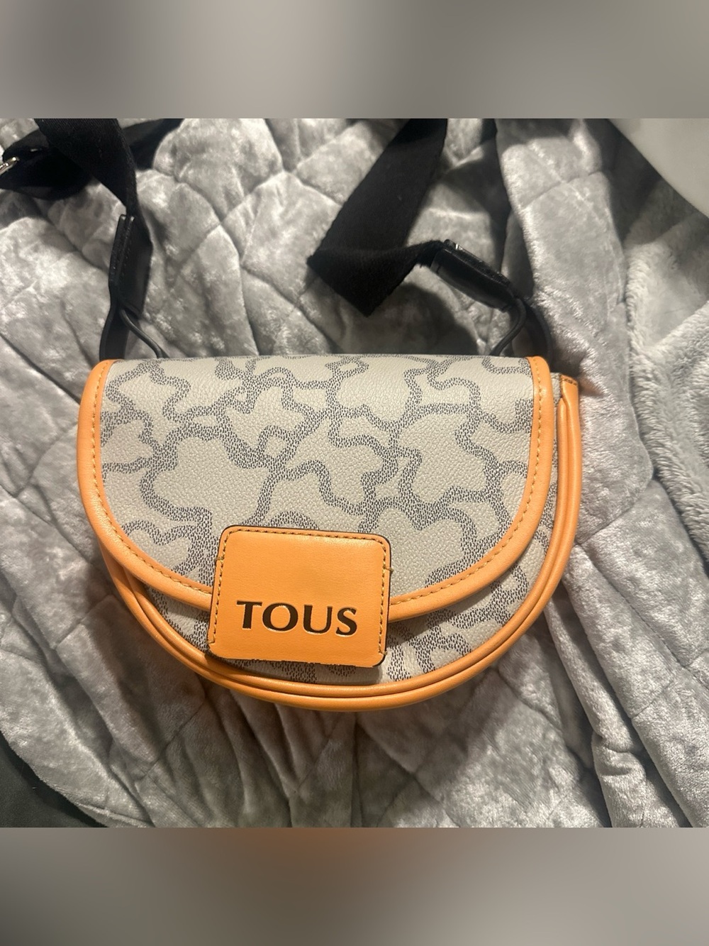 TOUS Orange-Trim Patterned Canvas Crossbody Bag